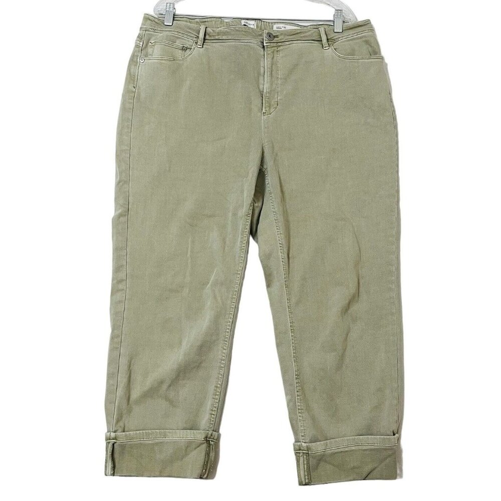 J. Jill Denim Jeans Womens 20 Elastic Stretch Green Cropped Cuffed